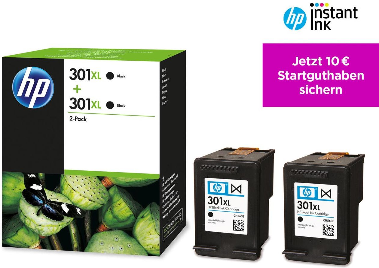 HP Original 301 Druckerpatronen - Doppelpack schwarz (D8J45AE)