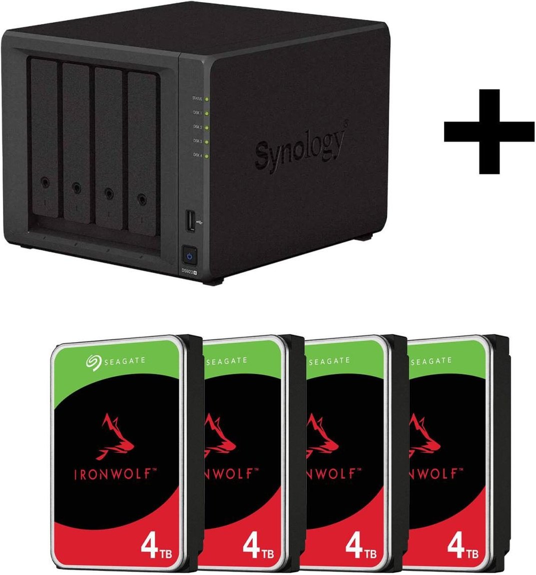 Synology DiskStation DS923+ 4 Einschübe NAS-Server Leergehäuse & 16TB Seagate Seagate Ironwolf® NAS HDD