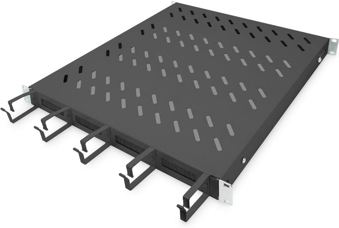 Digitus Fachboden 19"-Schränke festeinbau für 800mm Tiefe bis 120kg 1HE inkl. Kabelmanagement RAL9005 schwarz (DN-97683)