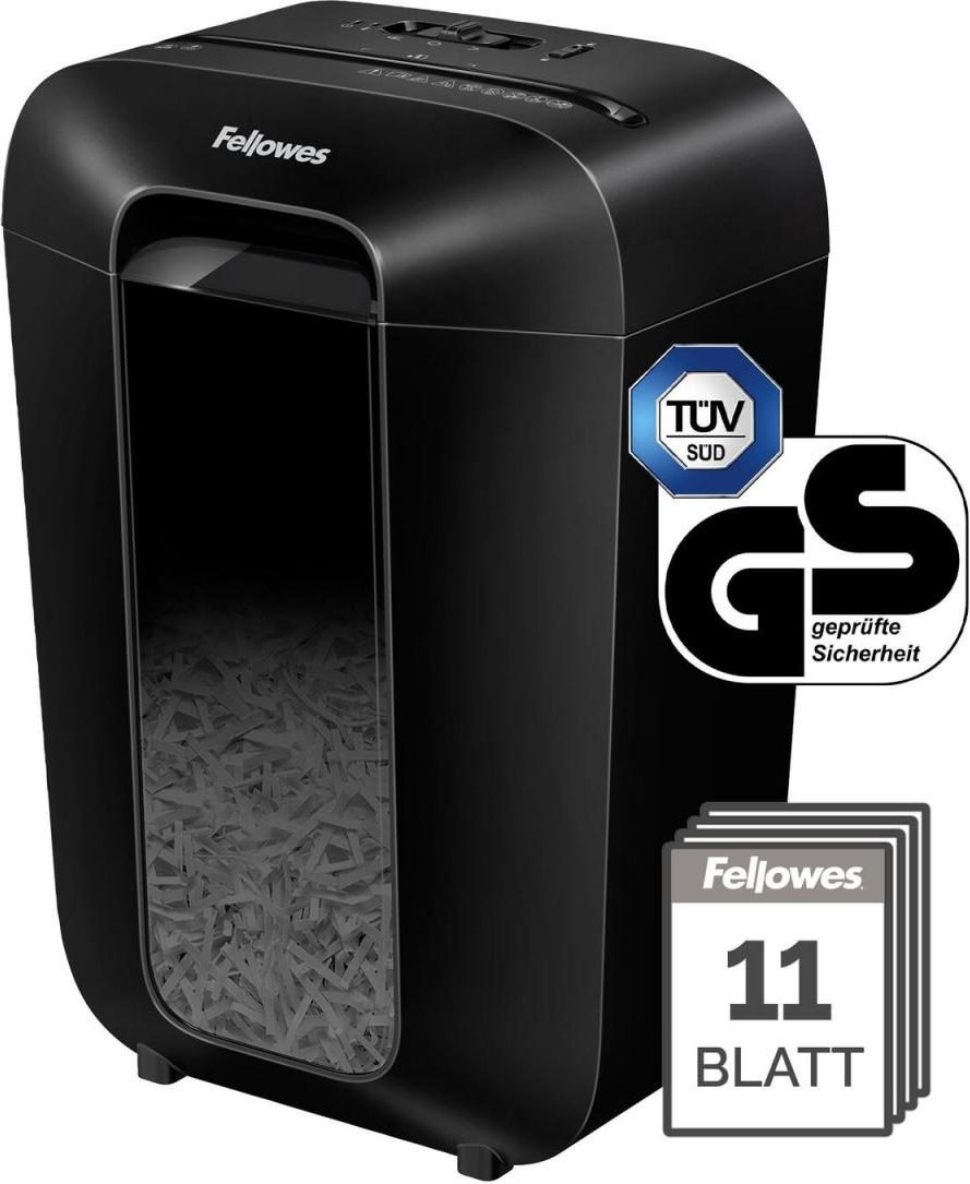 Fellowes LX70 Aktenvernichter mit Partikelschnitt bis 11 Blatt schwarz