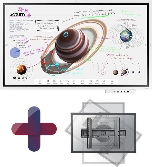 Thumbnail - Samsung Flip Pro WM55B Flipchart 138,7 cm 55 Zoll inkl. Neomounts LED-WR100 rotierbare Wandhalterung & Tray CY-TF65BBC