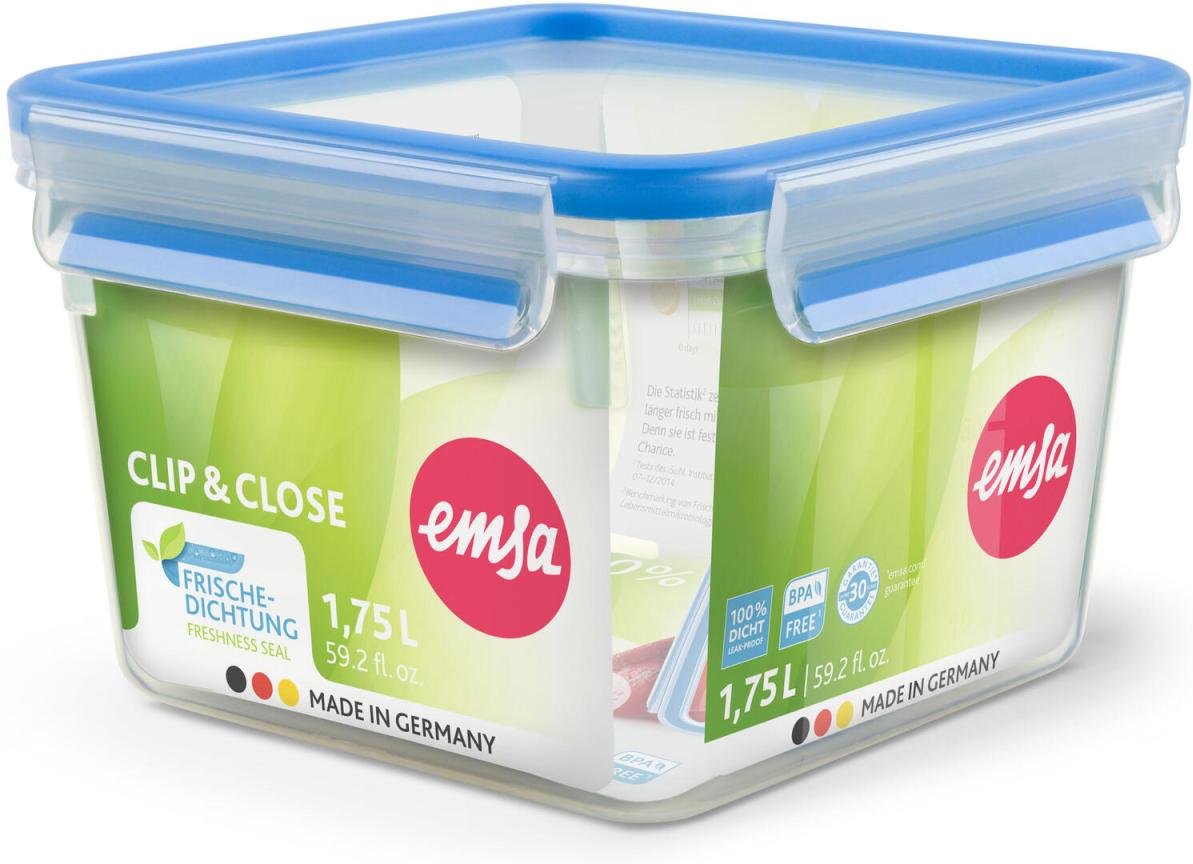 Thumbnail - emsa Frischhaltedose CLIP & CLOSE 11.1 cm hoch 1,75 l transparent, blau