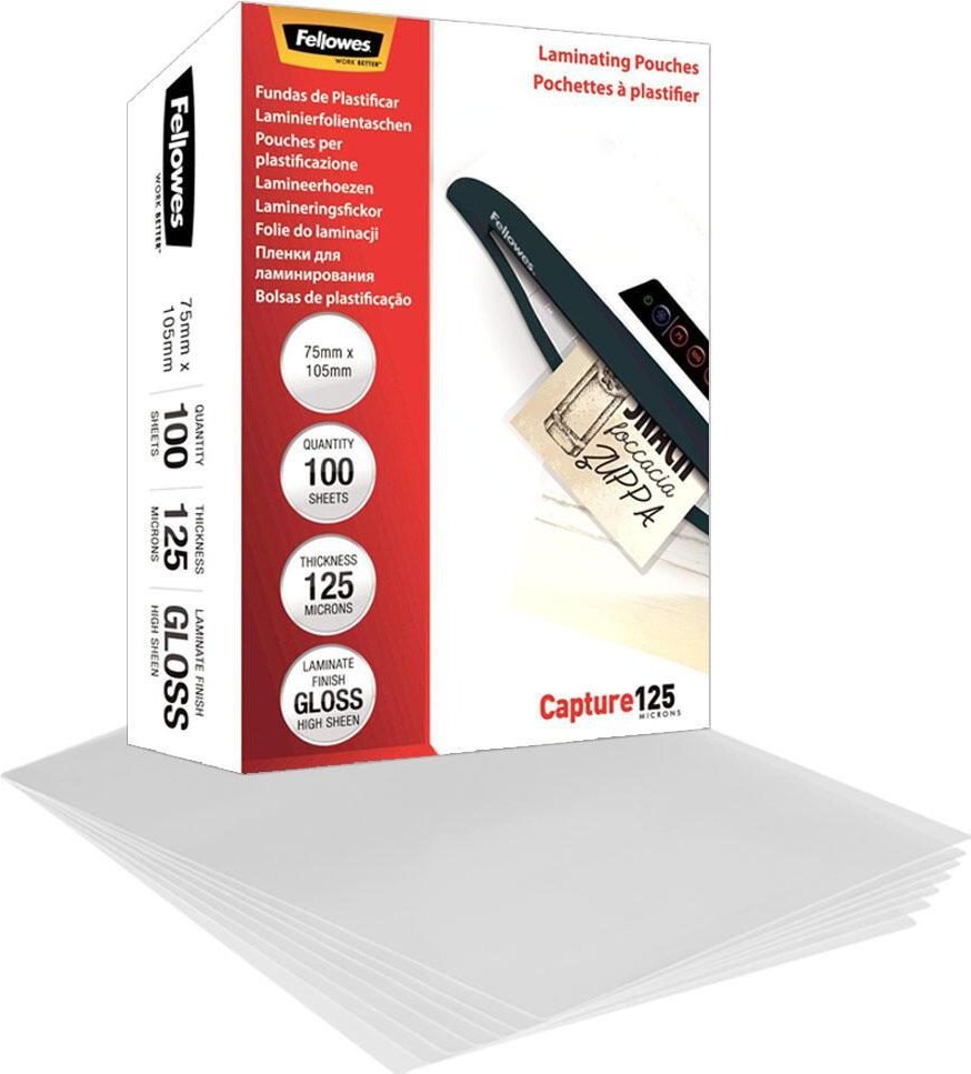 Fellowes Laminierfolien glänzend 7,5 x 10,5 cm  125 mikron