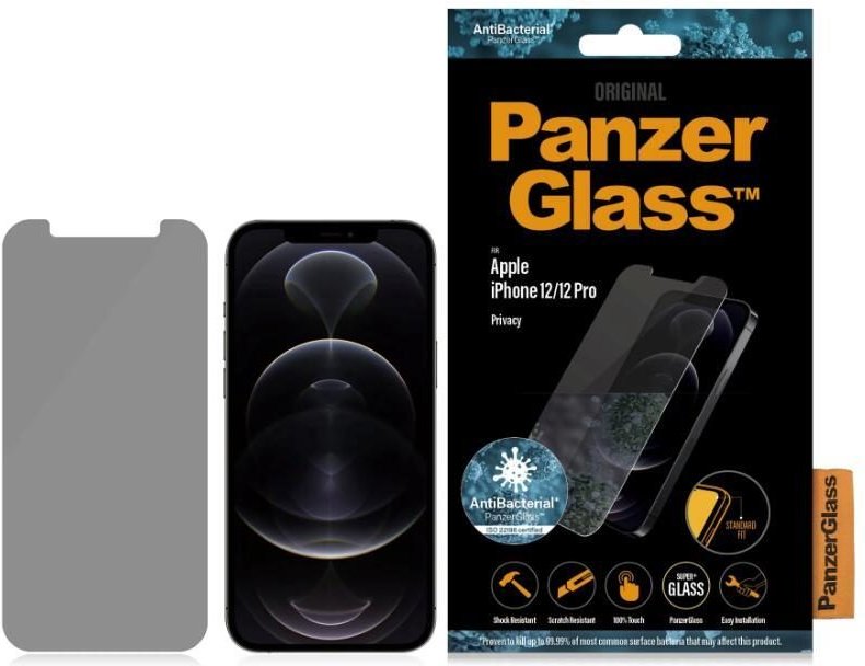 PanzerGlass Standard Fit - Privacy Displayschutzglas für iPhone 12, iPhone 12 Pro