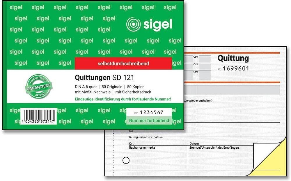 Thumbnail - sigel Quittung SD121 DIN A6 - 2 x 50 Blatt