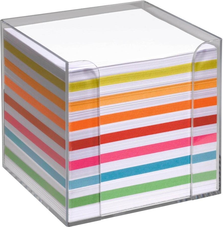 Thumbnail - folia Zettelbox transparent inkl. Notizzettel farbig sortiert - 700 Stück