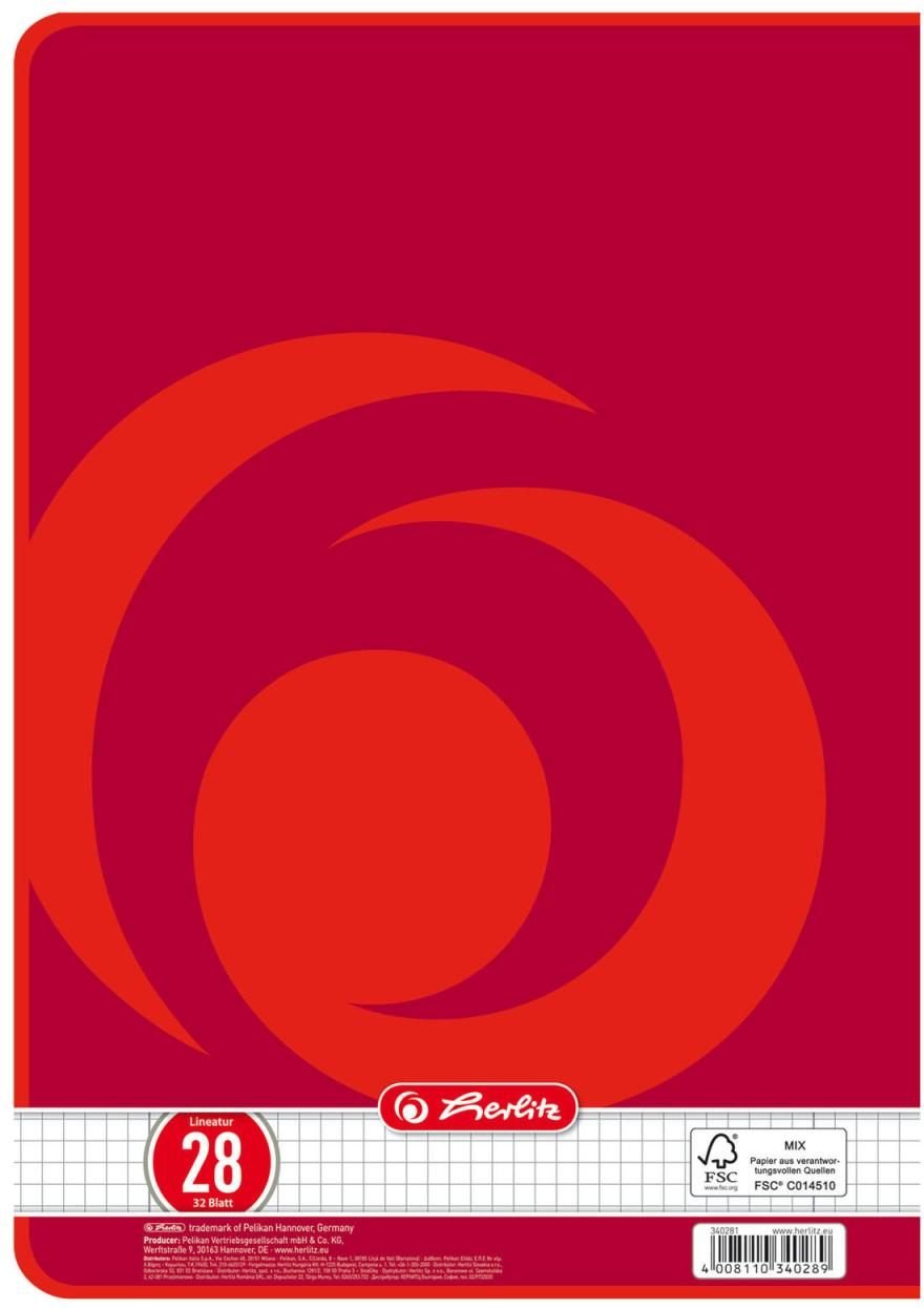 herlitz Schulheft kariert DIN A4 32 Blätter