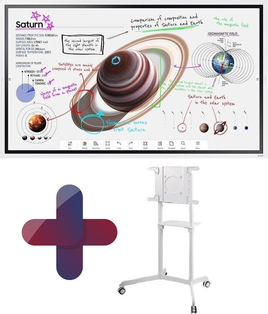 Thumbnail - Samsung Flip Pro WM65B Flipchart 165 cm 65 Zoll + Neomounts NS-M1250 Rollwagen rotierbar