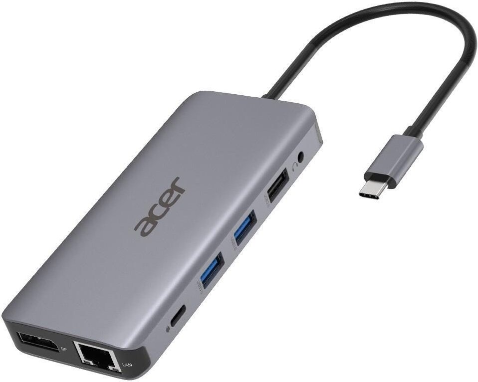 0 Acer 12-in-1 Mini Dock USB Type-C zu 2x USB 3.2, 2x USB 2.0, SD/TF, 2x HDMI, 1x PD, DisplayPort, RJ45, Klinke 3,5