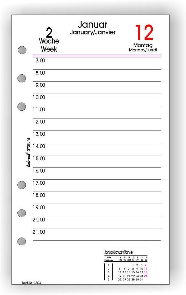 bind Kalendereinlage 2024 A6 1 Tag/1 Seite
