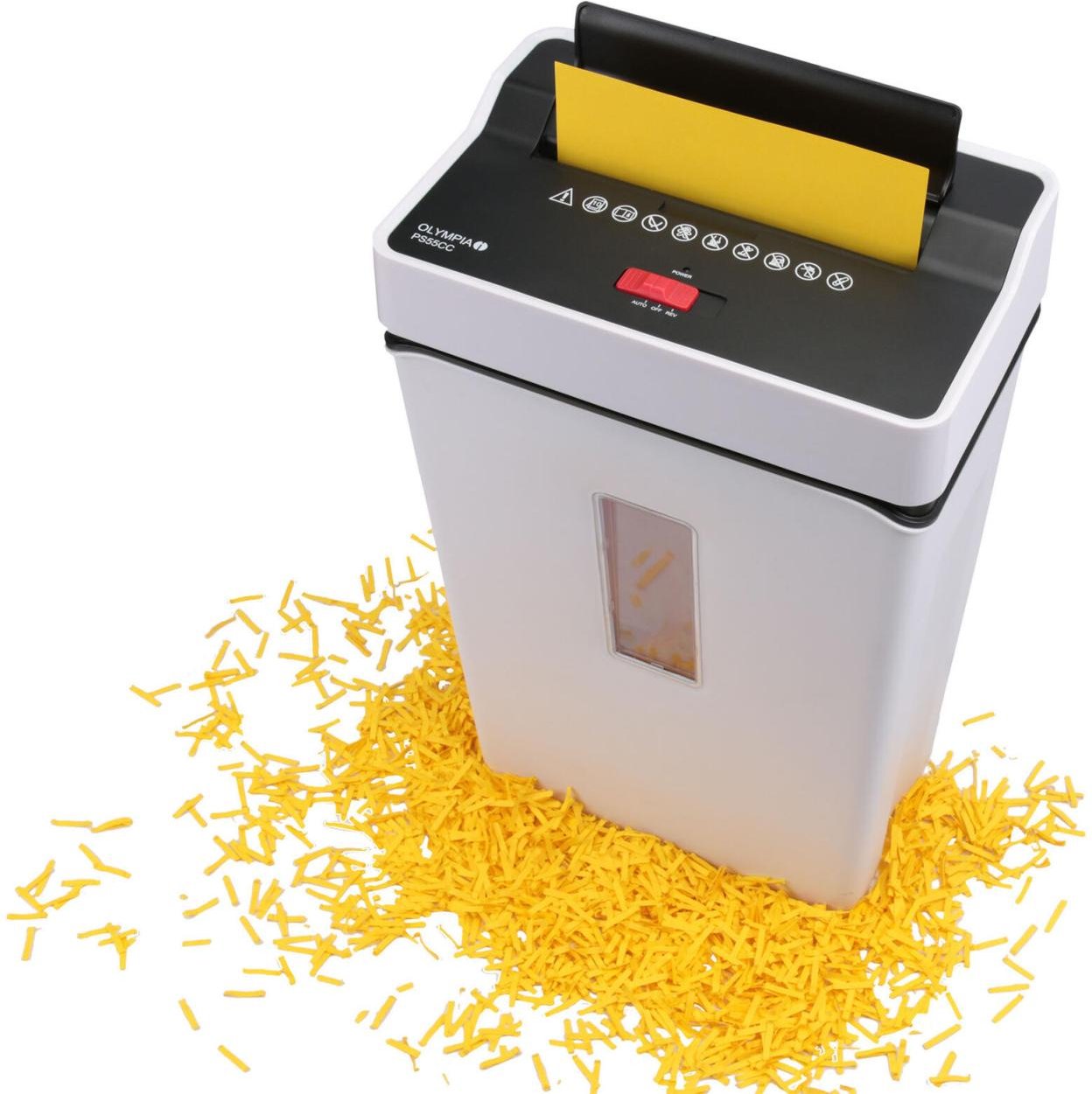 OLYMPIA PS55CC Aktenvernichter mit Partikelschnitt bis 10 Blatt weiß