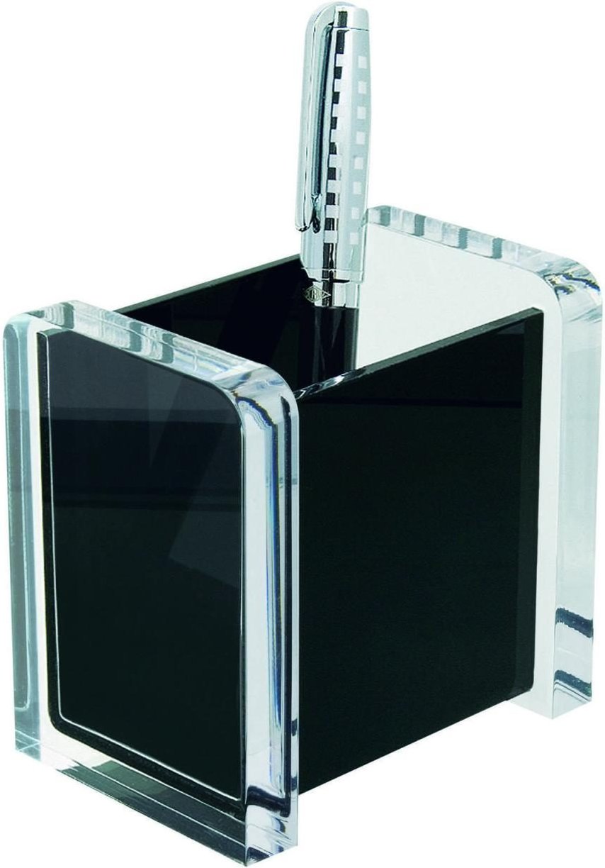 Thumbnail - WEDO Acryl Exklusiv Stiftehalter 9,4 x 6,5 x 9,4 cm glasklar/schwarz