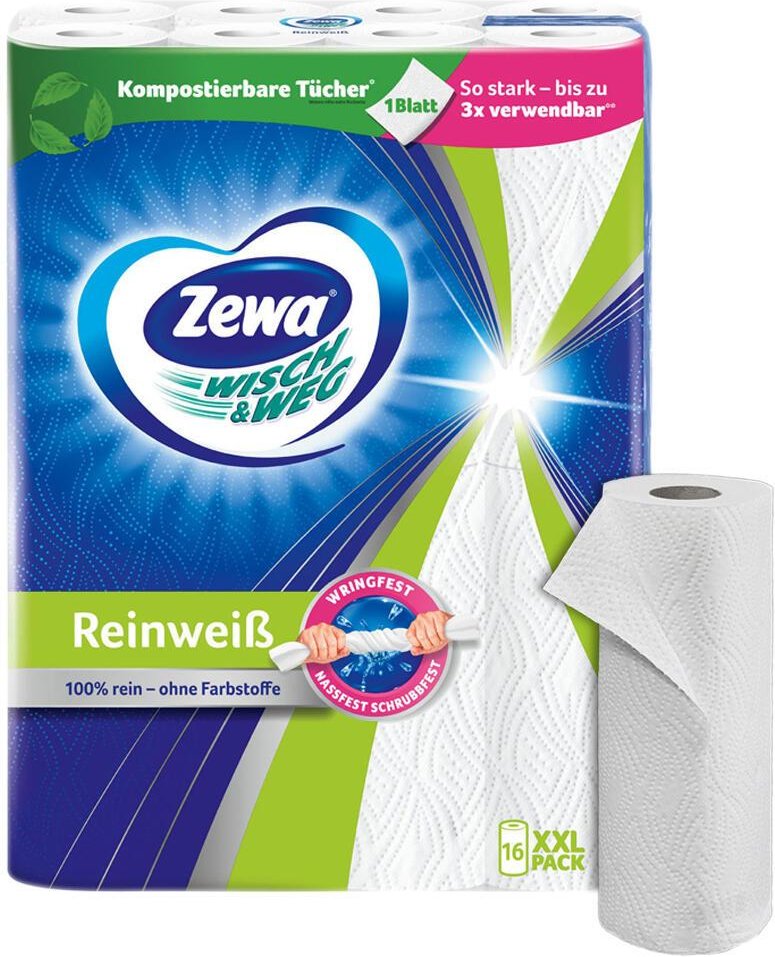 Zewa Küchenrollen WISCH&WEG Reinweiss 2-lagig