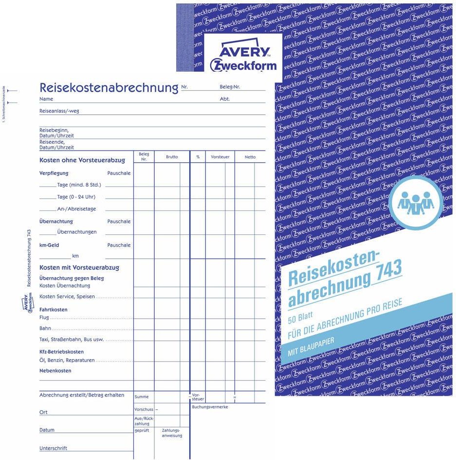 Thumbnail - AVERY Zweckform Formularbuch Reisekostenabrechnung pro Reise DIN A5 1x 50 Seiten