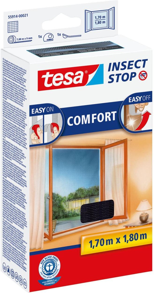 Thumbnail - tesa Fliegengitter Insect Stop COMFORT anthrazit 1,7 x 1,8 m