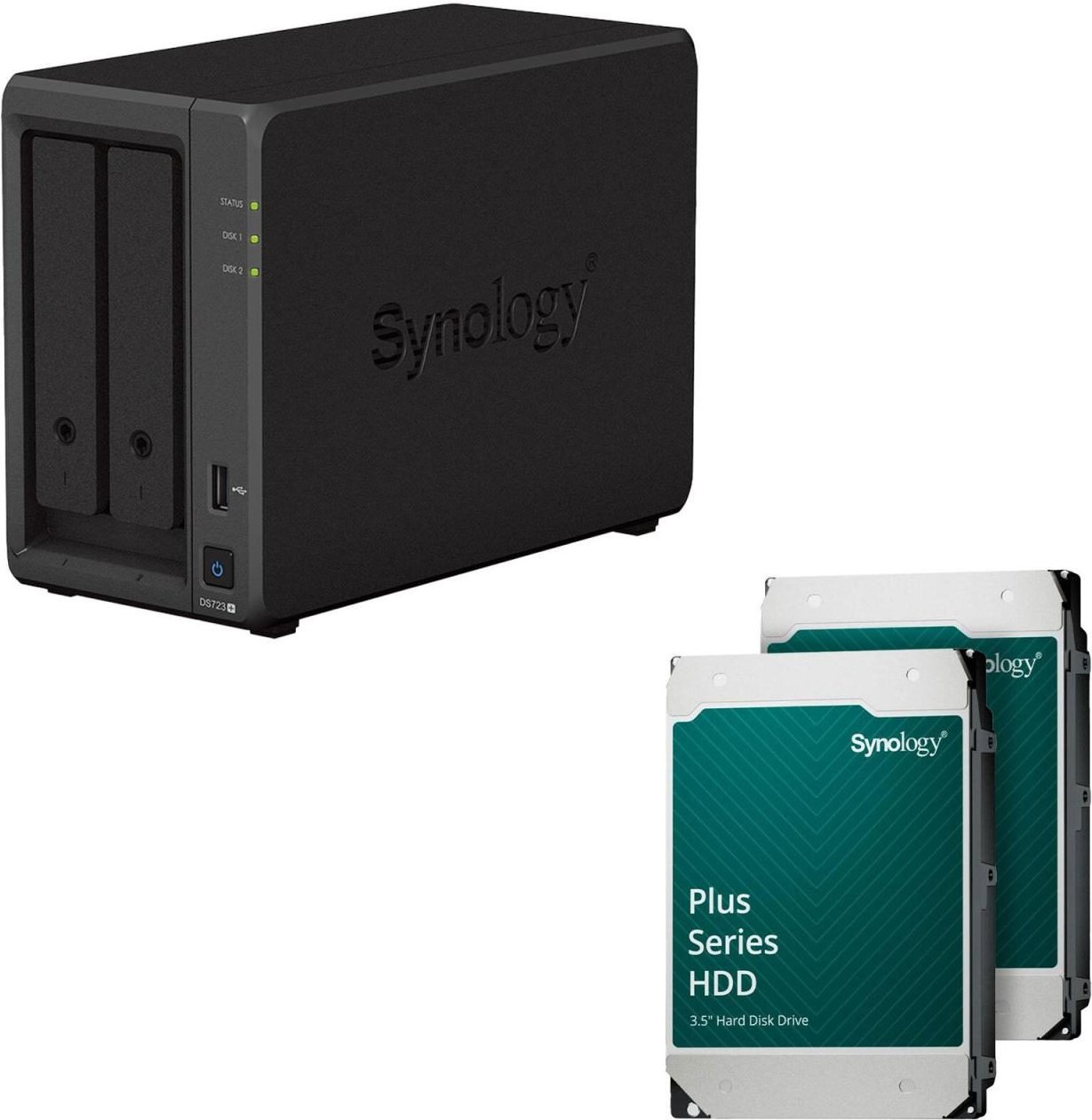 Synology DiskStation DS723+ 2 Einschübe NAS-Server Leergehäuse(DS723+) + 32 TB Synology Plus (2x 16TB)