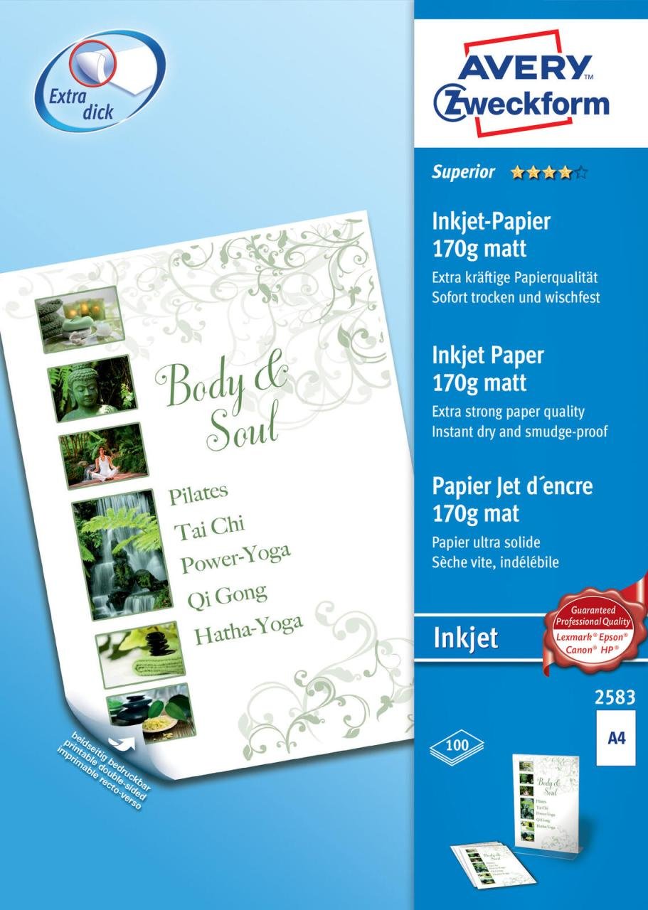 AVERY Zweckform Fotopapier Inkjet DIN A4 matt 170 g/m²