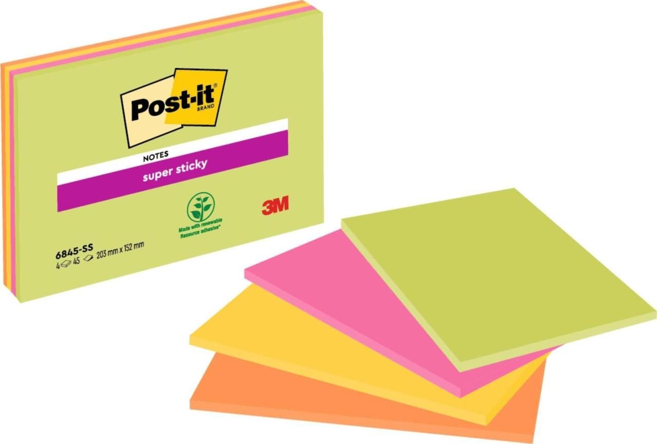 Post-it® Super Sticky Meeting Notes Haftnotizen 20,3 x 15,2 cm