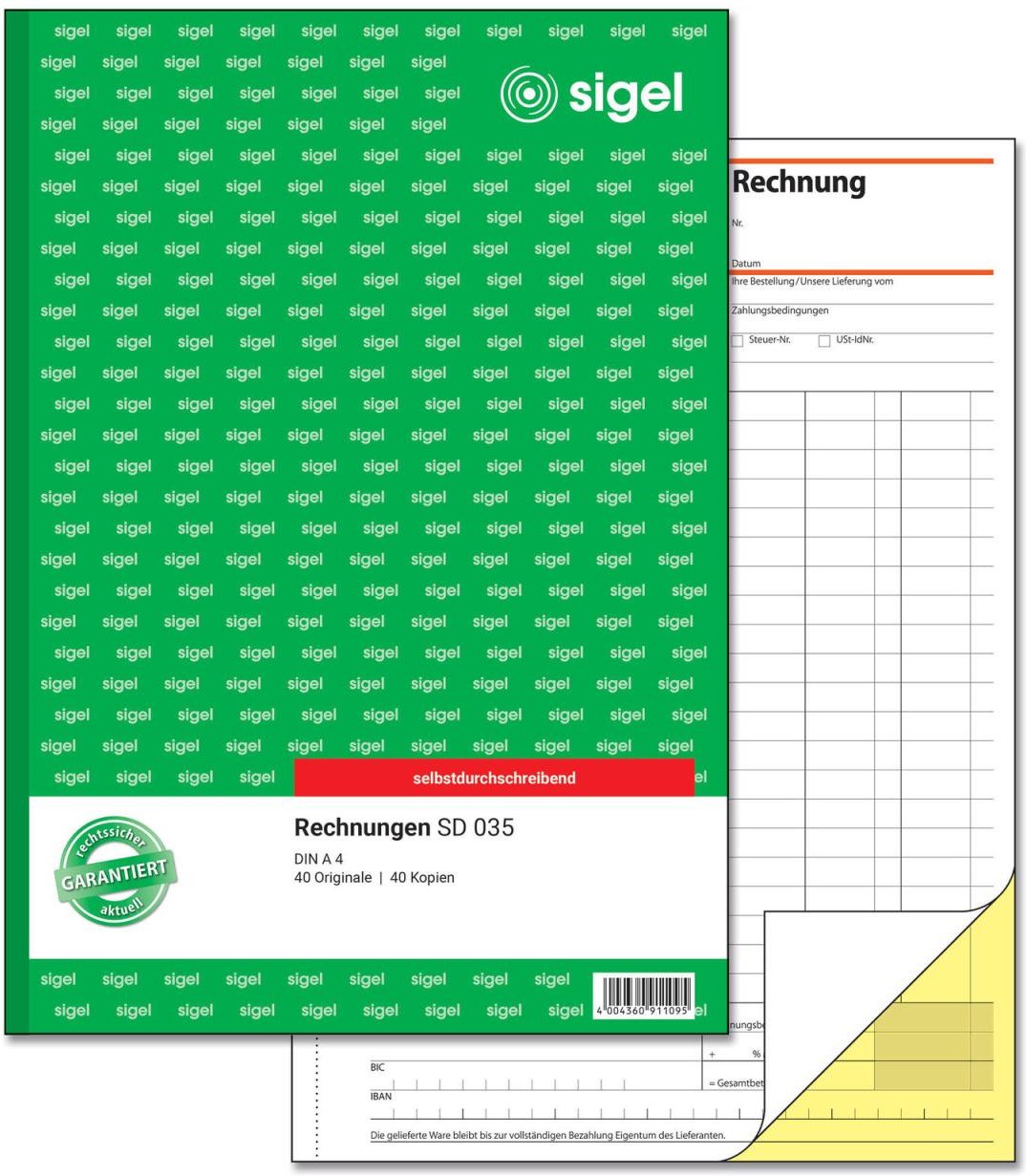 SIGEL Formularbuch Rechnung DIN A4 2x 40 Seiten