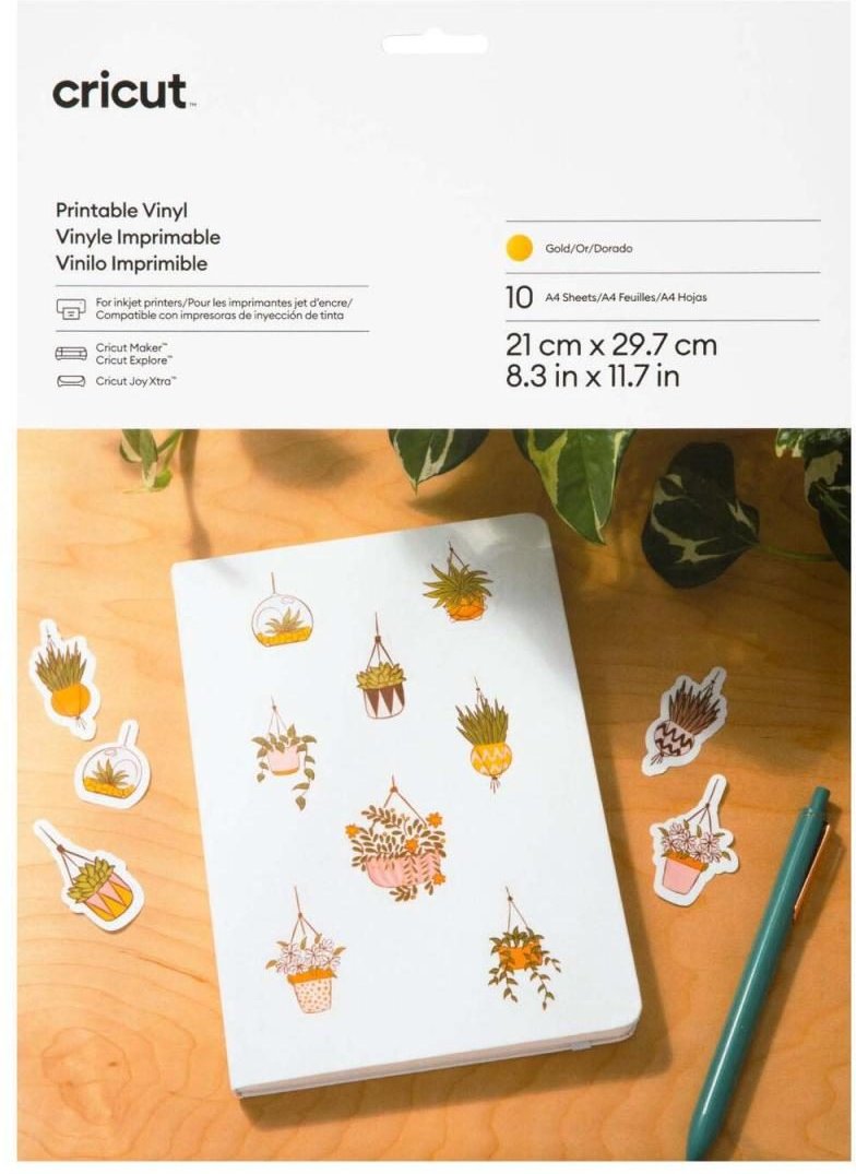 Cricut bedruckbare Aufkleberfolie für Schneideplotter 21 cm x 29.7 cm gold