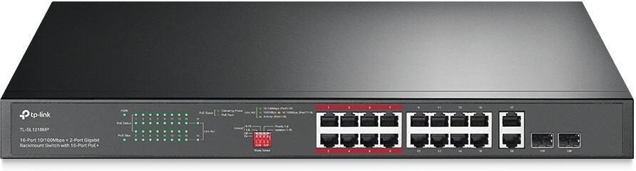 Thumbnail - TP-Link TL-SL1218MP V216-Port 10/100 Mbps + 2-Port Gigabit Rackmount Switch mit 16-Port PoE+