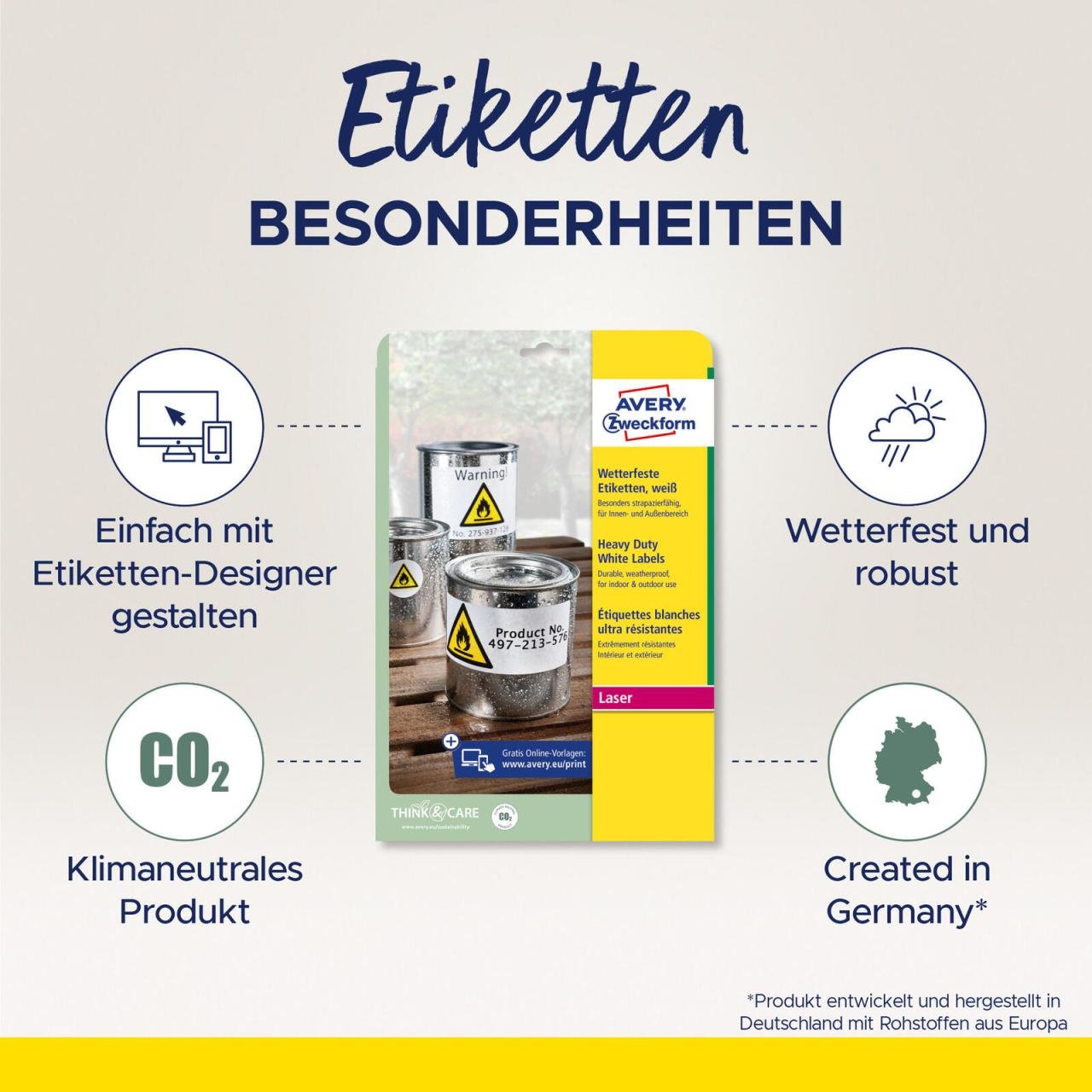 Thumbnail - AVERY Zweckform wetterfeste Folienetiketten 63,5 x 33,9 mm