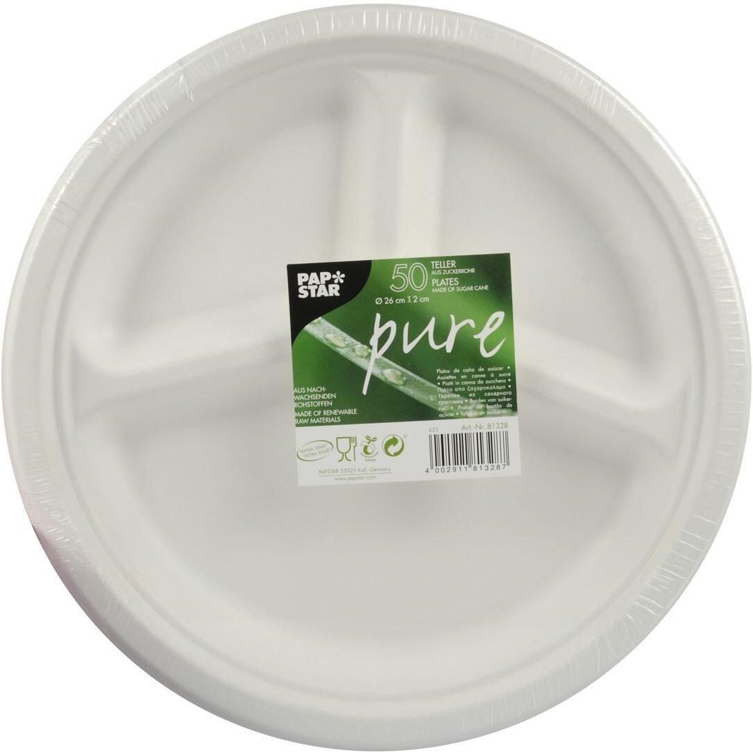 PAPSTAR pure Zuckerrohr-Teller 26 cm weiß