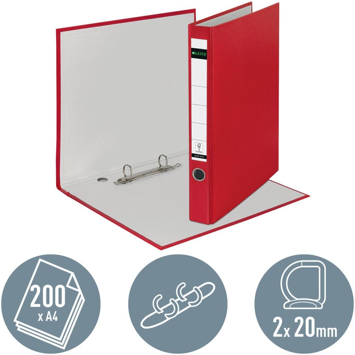 Thumbnail - LEITZ Ringbuch 2-Ringe DIN A4 3.5 cm rot