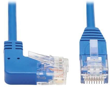 Eaton Tripp Lite Series Right-Angle Cat6 Gigabit Molded Slim UTP Ethernet Kabel (RJ45 Right-Angle M zu RJ45 M), Blue, 3