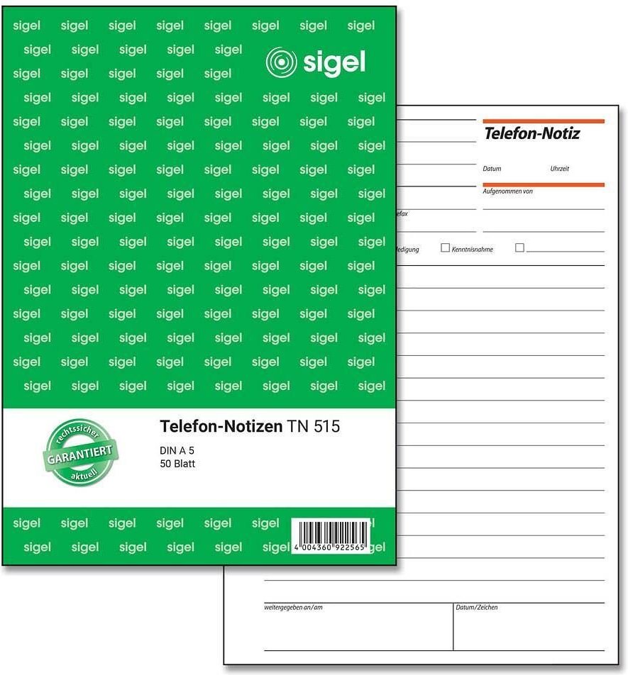 Thumbnail - sigel Telefonnotiz Formularbuch TN515 - 1 x 50 Blatt