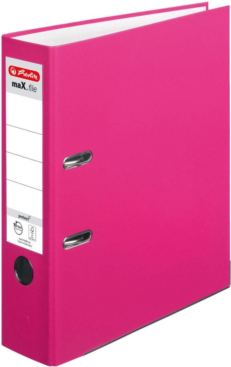 herlitz Ordner Rückenbreite 8 cm DIN A4 Kunststoff pink