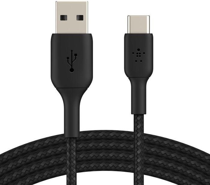 Belkin BoostCharge geflochtenes 2 m USB-C/USB-A Kabel, schwarz