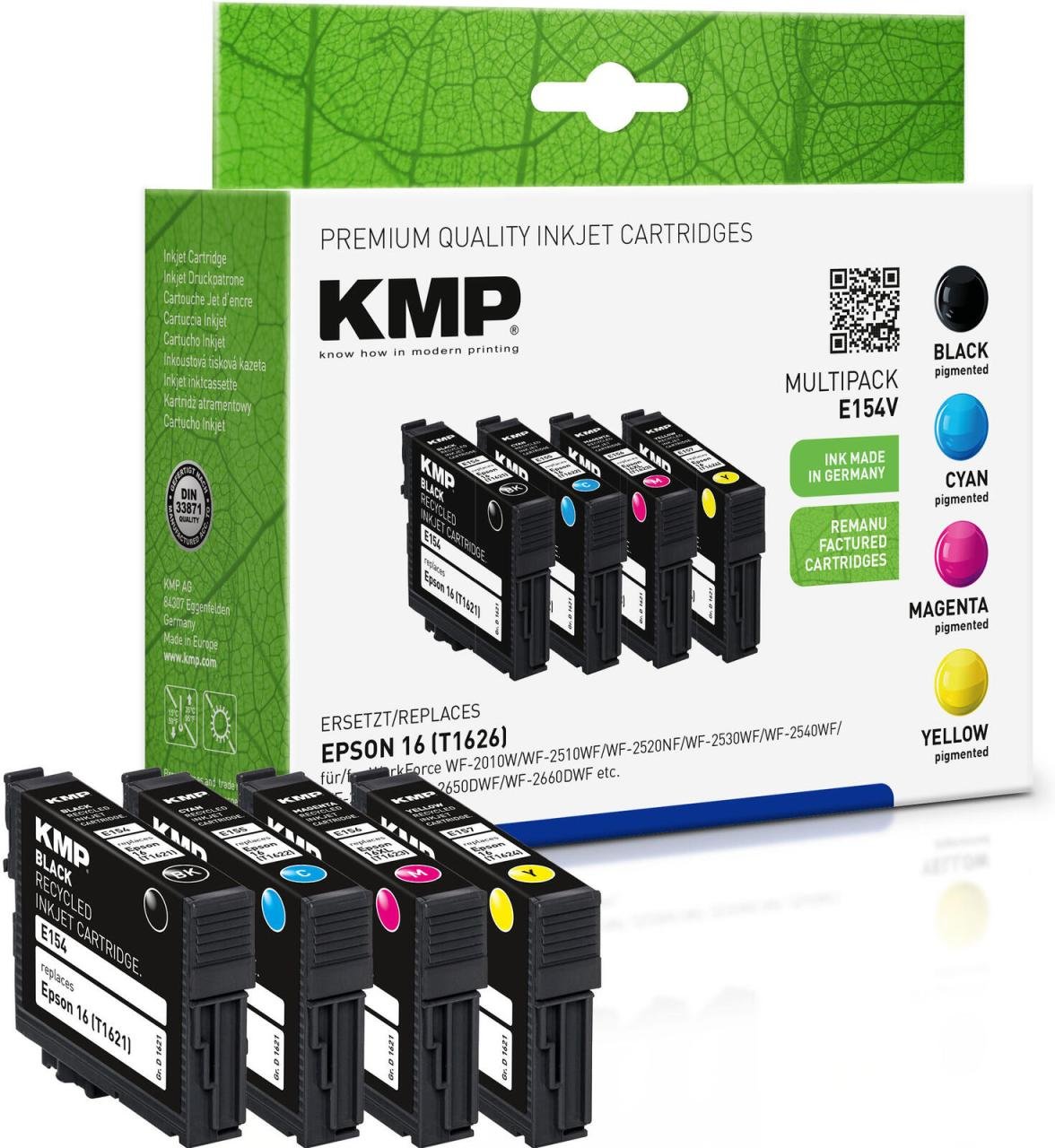 KMP Druckerpatrone E154V schwarz, cyan, magenta, gelb kompatibel zu EPSON 16 / T1626, 4er-Set