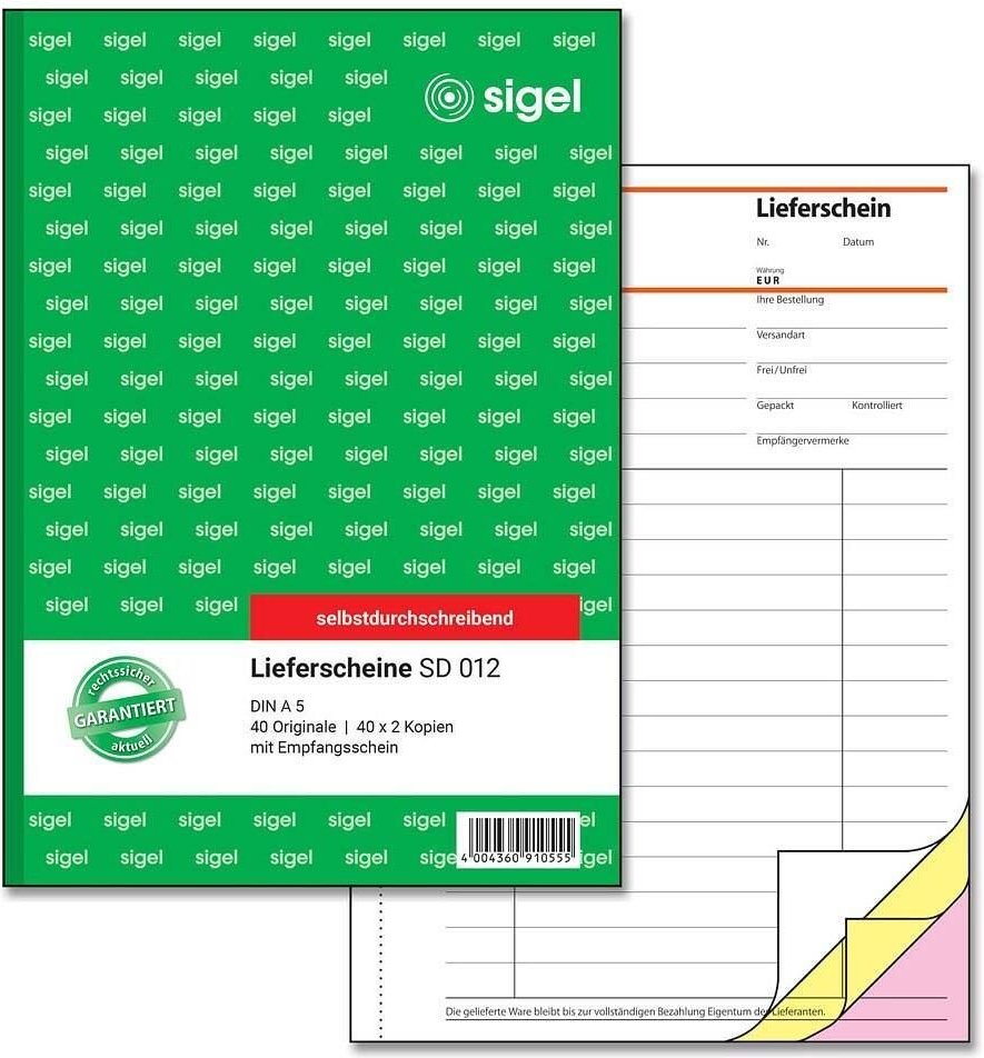 Thumbnail - SIGEL Lieferschein mit Empfangsschein Formularbuch SD012