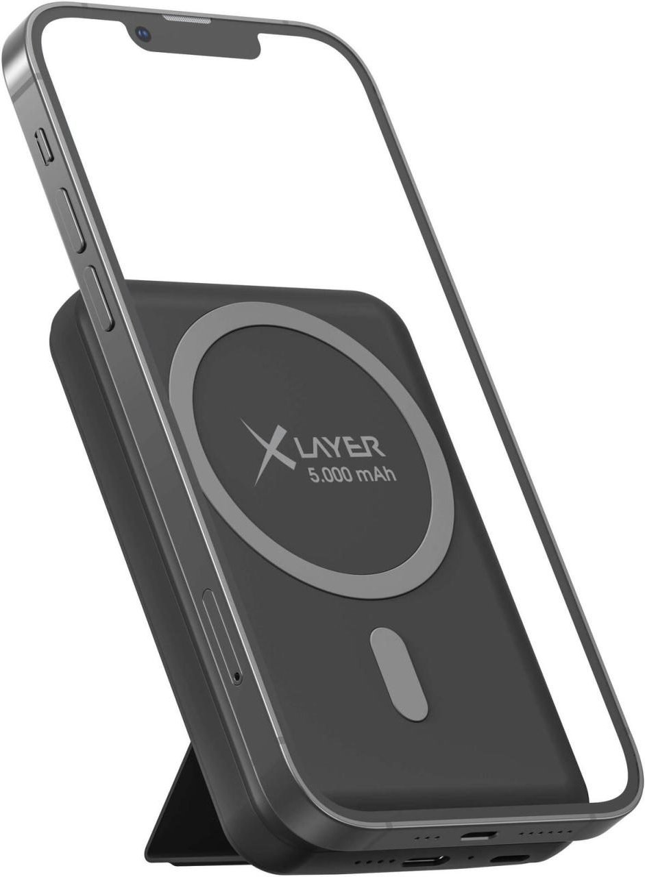 XLAYER MagFix PRO 2-in-1 wireless Powerbank 5.000 mAh schwarz