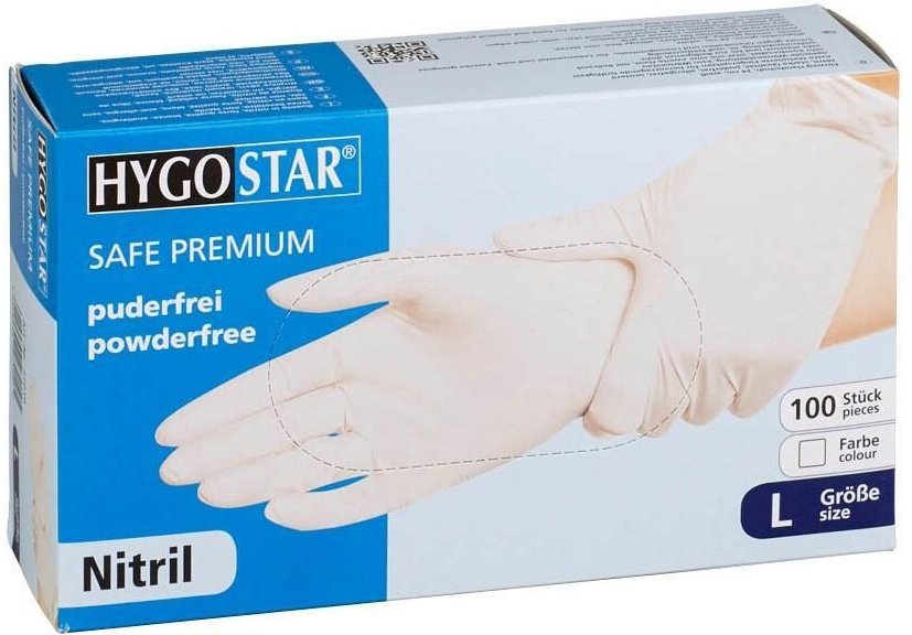 Thumbnail - HYGOSTAR unisex Einmalhandschuhe SAFE PREMIUM weiß Größe L - 100 Stück