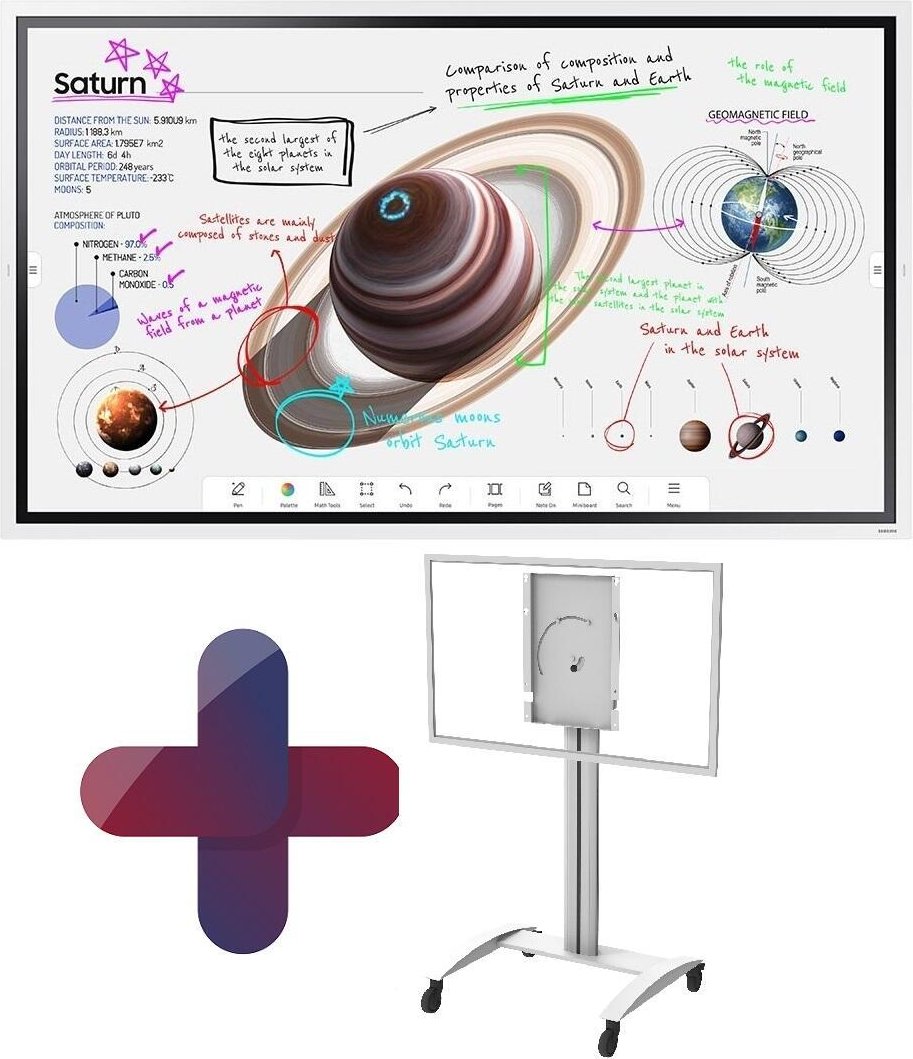 Thumbnail - Samsung Flip Pro WM55B Flipchart 138,7 cm 55 Zoll inkl. Peerless-AV SR560 rotierbarer Rollwagen