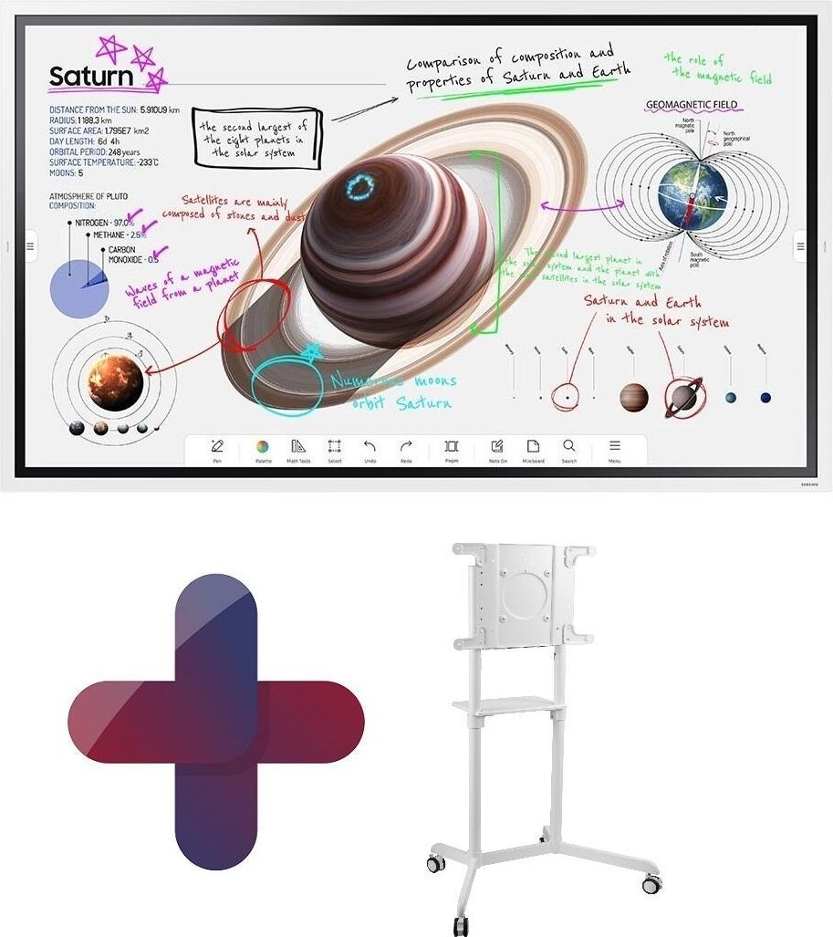 Thumbnail - Samsung Flip Pro WM55B Flipchart 138,7 cm 55 Zoll + Peerless TRVT-FLIP2 mobiler Rollwagen