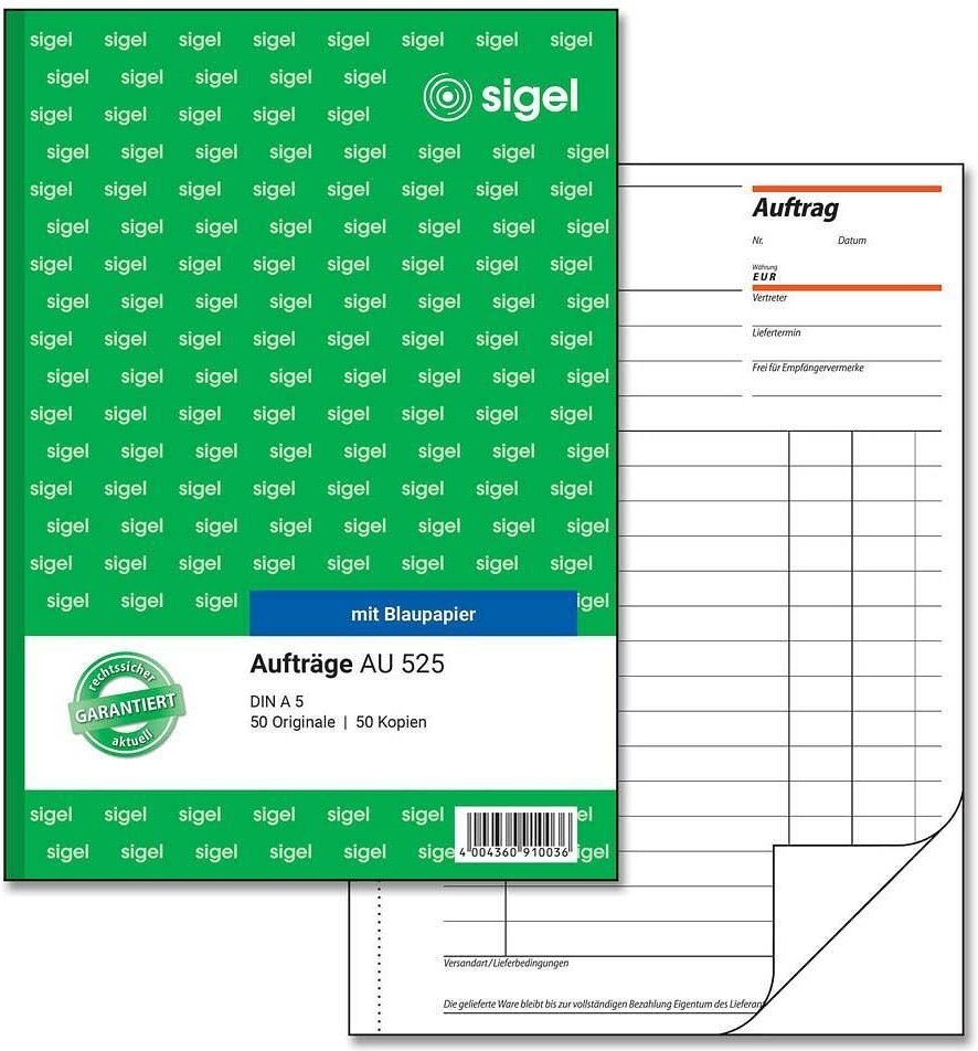 sigel Auftrag Formularbuch AU525 - 2 x 50 Blatt