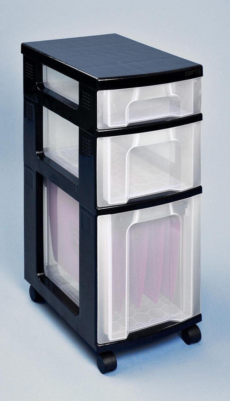 Thumbnail - Really Useful Box Aufbewahrungsbox 1x 7,0 l + 1x 12,0 l + 1x 25,0 l - 30,0 x 42,0 x 69,0 cm transparent, schwarz