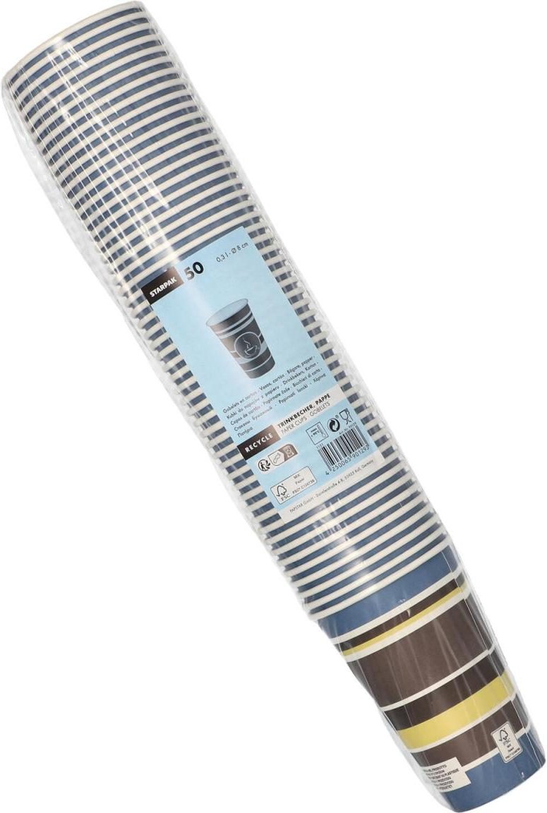 Thumbnail - STARPAK Einweg-Kaffeebecher 8 cm 0,3 l weiß, rot, gelb, grau