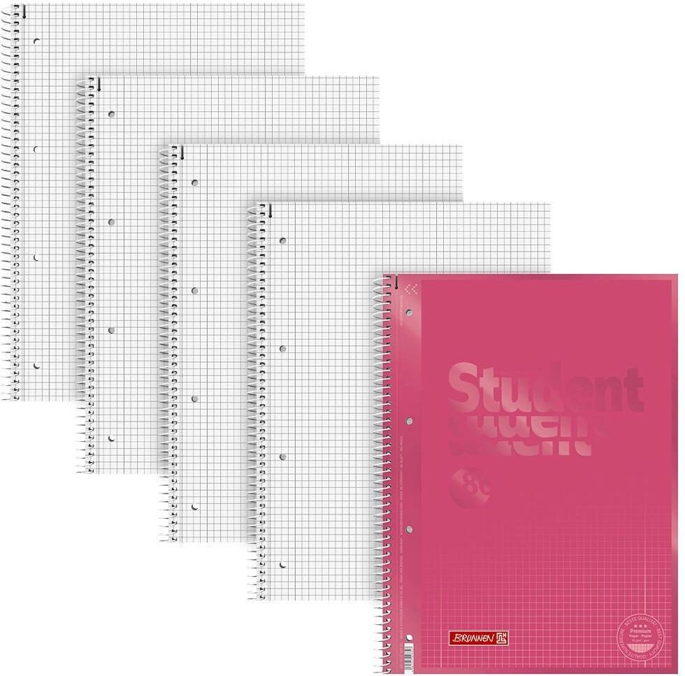 Brunnen Collegeblock Student rosa A4 kariert