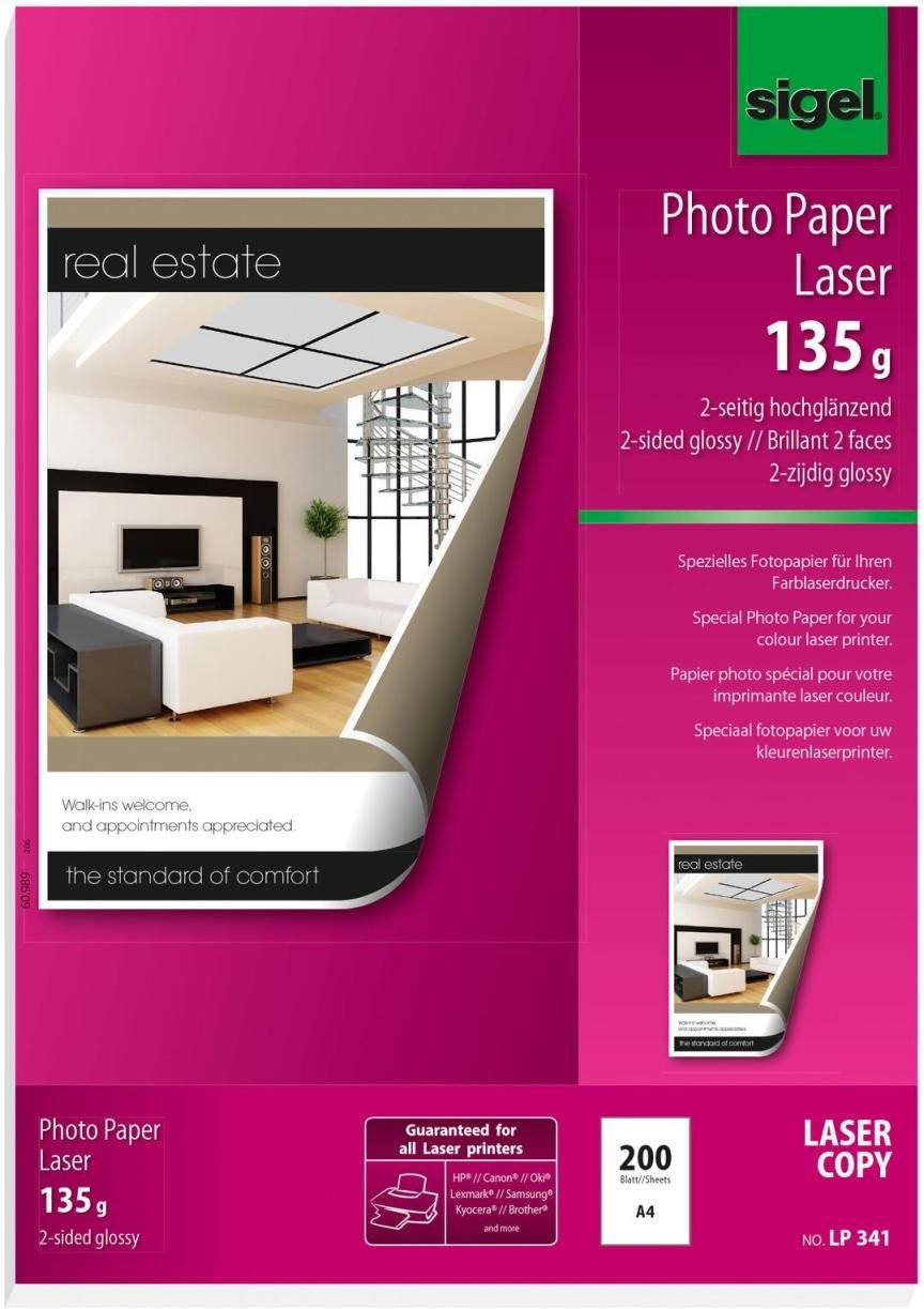 SIGEL Fotopapier Laser DIN A4 hochglänzend 135 g/m²