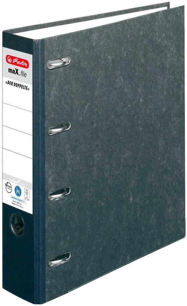 herlitz Wolkenmarmor-Papier Doppelordner Karton 7,0 cm - schwarz