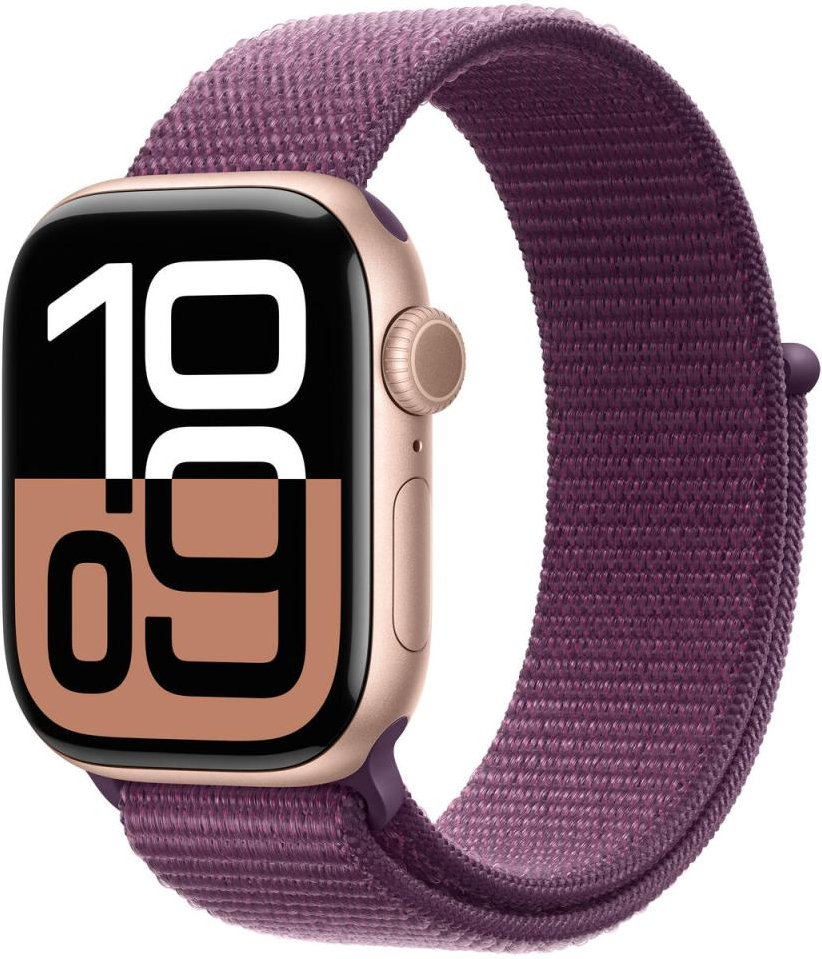 Apple Watch Series 10 Aluminiumgehäuse GPS 42mm Rosegold (Sport Loop pflaume)