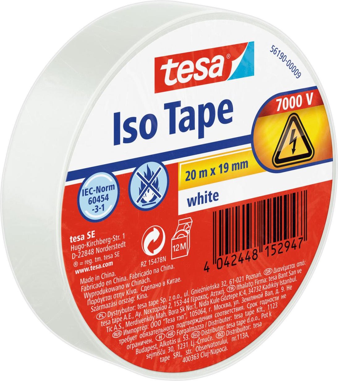 tesa Isolierbänder 19 mm x 20 m weiß