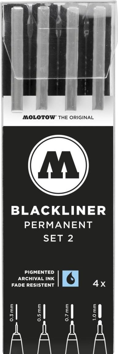 Thumbnail - MOLOTOW Blackliner Fineliner-Set 0.6 + 0.5 + 0.7 + 1.0 mm Schwarz