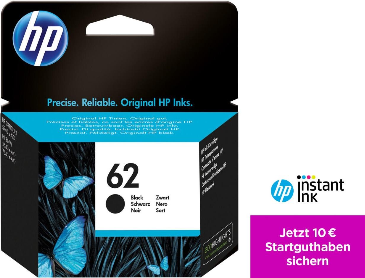 HP Original 62 Druckerpatrone - schwarz (C2P04AE)