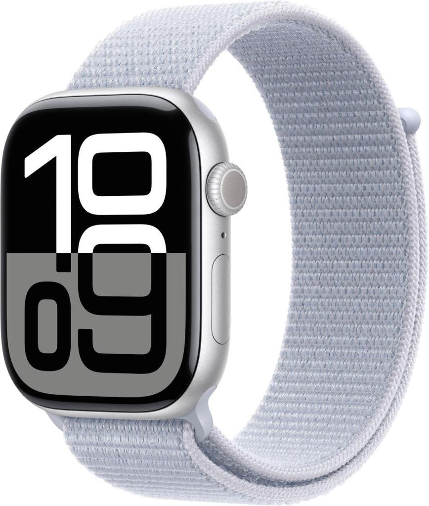 Apple Watch Series 10 Aluminiumgehäuse GPS 46mm Silber (Sport Loop blaue Wolke)
