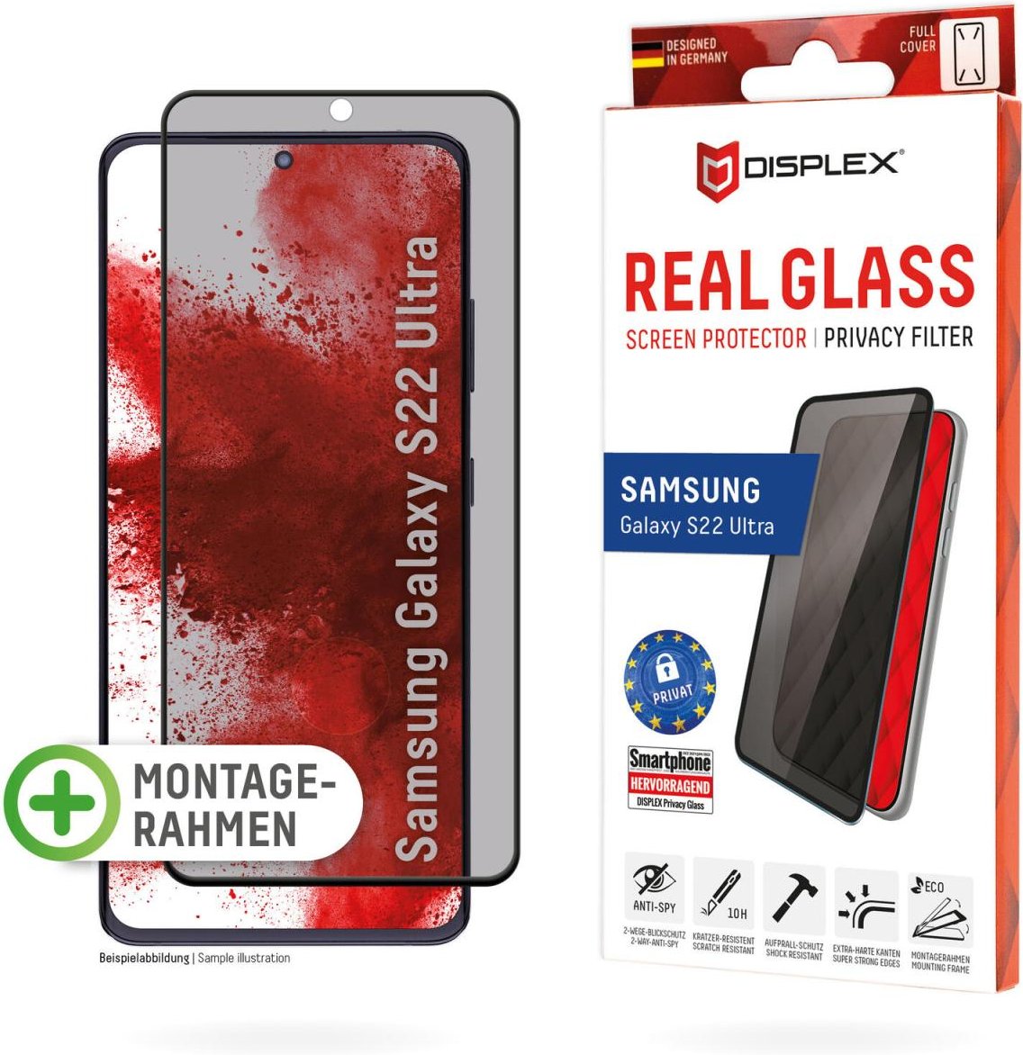 DISPLEX Privacy Glass Displayschutz für Samsung Galaxy S22 Ultra